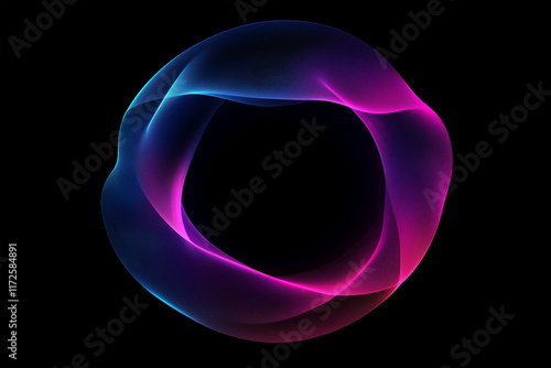 Creative Digital Tech Circle with Neon Glow on Dark Background for Technology Concept
