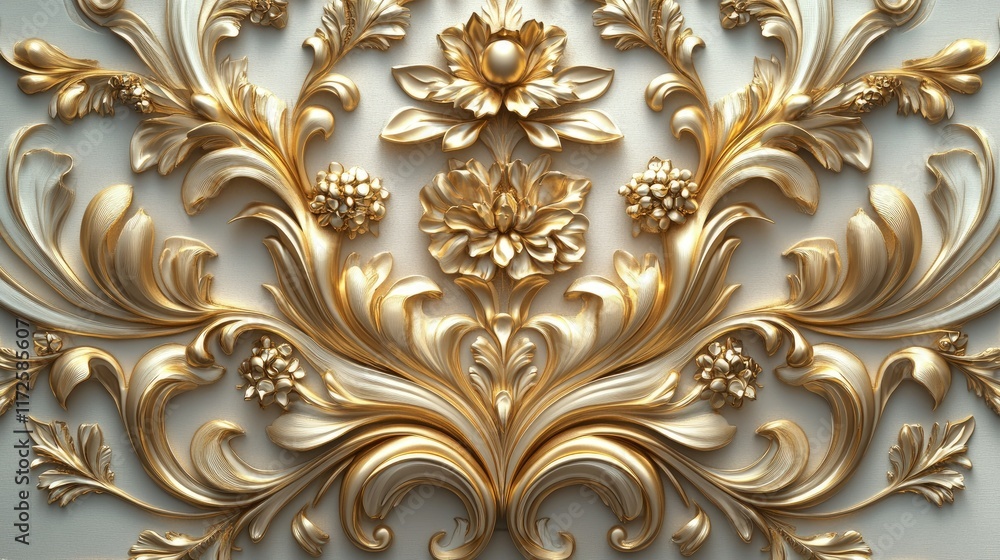 Golden Baroque Ornament: A Close-Up of Exquisite Detail and Luxurious Design Golden Baroque Ornament: A Close-Up of Exquisite Detail and Luxurious Design