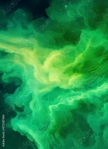 green digital art that looks like nebulas cloud but it must look mathmatical and digital. Not organic, try again but make more digital photo