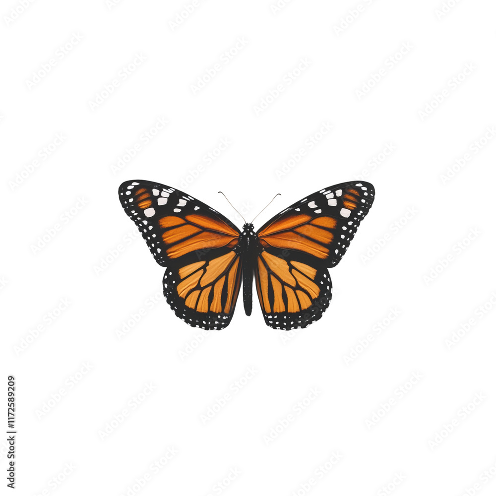 Fototapeta premium Monarch Butterfly with Orange Wings Isolated on White Background