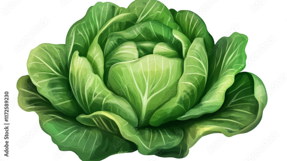 Obraz premium Fresh green cabbage isolated on white transparent background