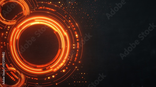 Abstract Orange Glowing Circular Technology Design