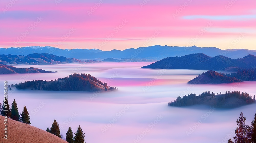 Fototapeta premium A mountain range with a lake in the foreground