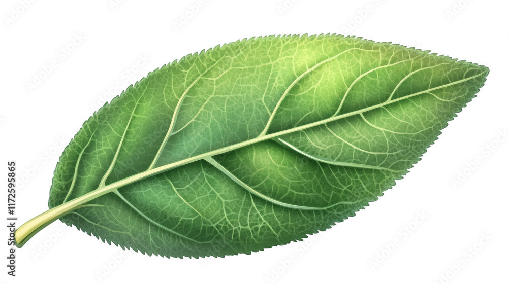 Obraz premium fresh green sage leaf isolated on white transparent background