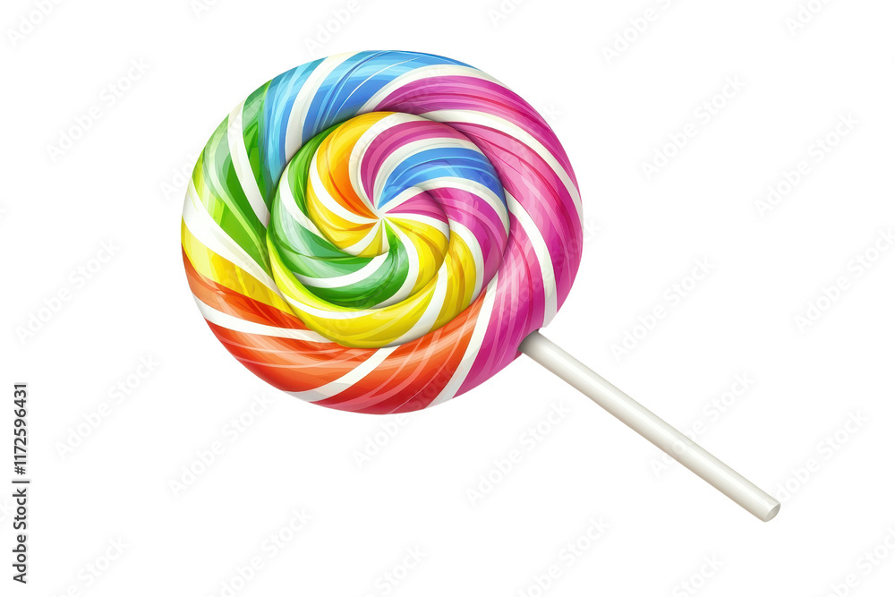 A colorful swirled lollipop with vibrant hues, showcasing a playful design and a classic white stick. A colorful swirled lollipop with vibrant hues, showcasing a playful design and a classic white stick.