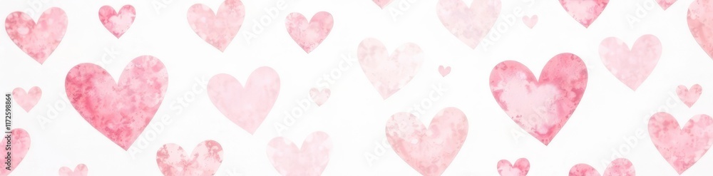 Subtle pink hearts, whimsical, repeating pattern on white , simple, summer