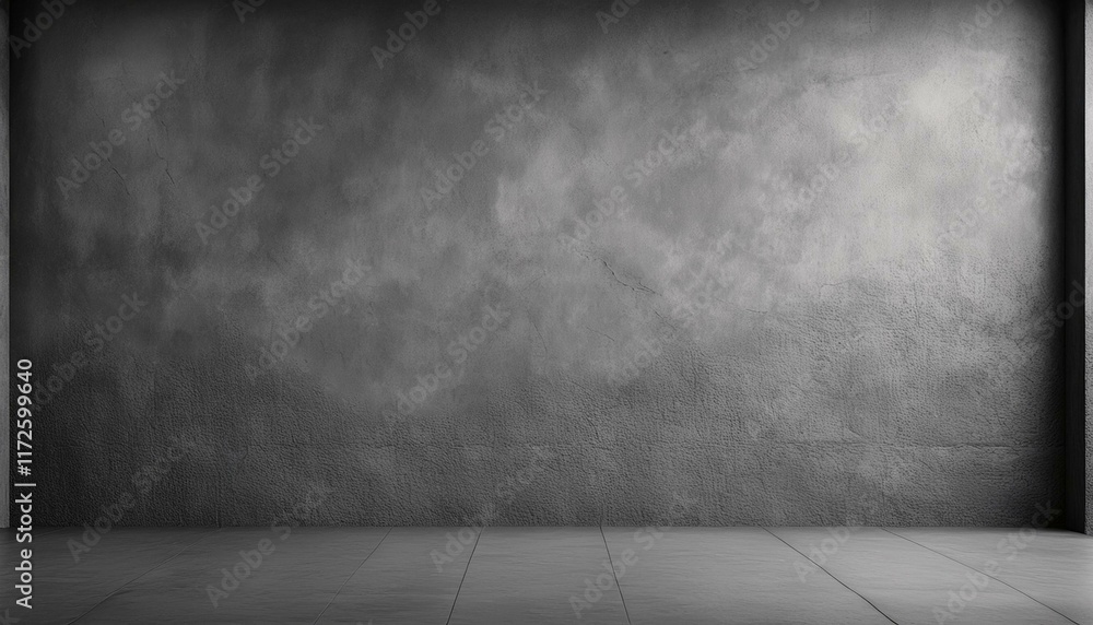 Una pared de hormigón gris 3D con un patrón de textura agrietada sirve como telón de fondo para un suelo de cemento gris, creando un fondo de pancarta para conceptos de diseño de loft Una pared de hormigón gris 3D con un patrón de textura agrietada sirve como telón de fondo para un suelo de cemento gris, creando un fondo de pancarta para conceptos de diseño de loft