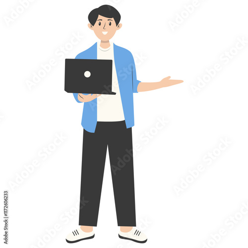 People Business Illustration with Technology Device. Vector Character Isolated on White Background