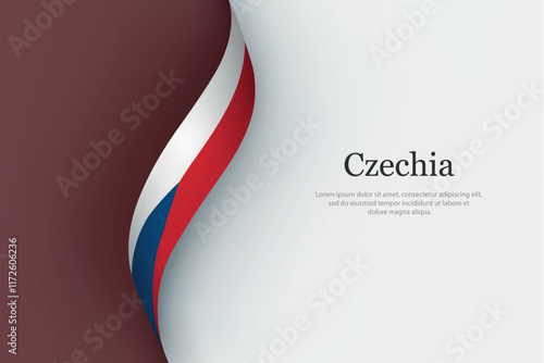 Czechia flag on Waving ribbon