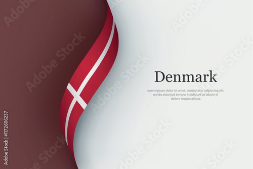 Denmark flag on Waving ribbon