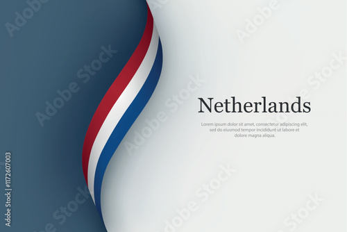 Netherlands flag on Waving ribbon
