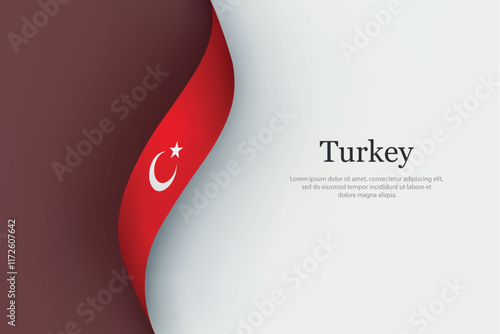 Turkey flag on Waving ribbon
