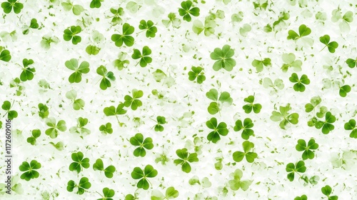 Four Clover with snow in winter season, Lucky clover leaves with four leaf,Clover flowers background,Patricks day,Spring flower pattern,St. Patrick s day seamless pattern,copy space.