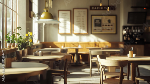 日差しが心地よく差し込むナチュラルなカフェインテリア