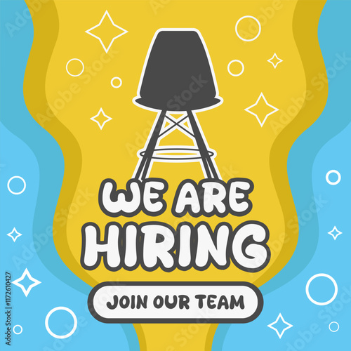 Open vacancy or hiring social media poster design with chair illustration