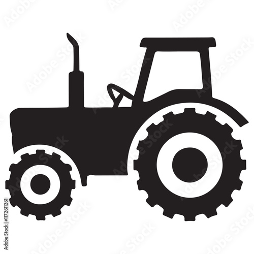 Classic Farm Tractor Silhouette Illustration