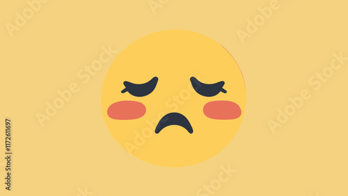 Tired Face Emoji Flat Design Vector | Exhausted Expression | Emoticon with Sad and Weary Face | Sleepy Mood Illustration | Download for Messaging and Social Media Use