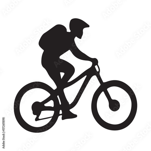 Mountain Biker Silhouette Riding a Bicycle in Action