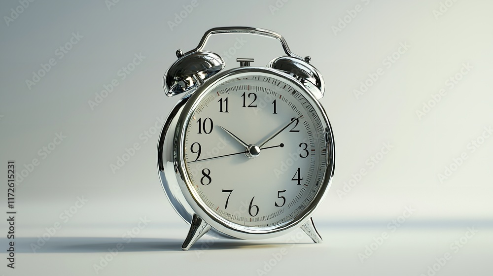 Silver Alarm Clock Isolated on White Background Silver Alarm Clock Isolated on White Background