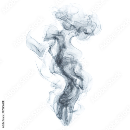 Ethereal White Smoke on Minimal Background, Soft wisps of smoke create a serene ambiance against a crisp white backdrop, inviting calm and contemplation.