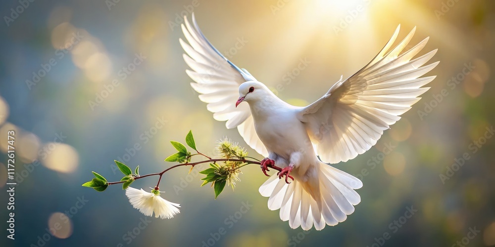 A backlit white dove takes flight, wings spread, beak agape, a macro lens captures its wild beauty. A backlit white dove takes flight, wings spread, beak agape, a macro lens captures its wild beauty.