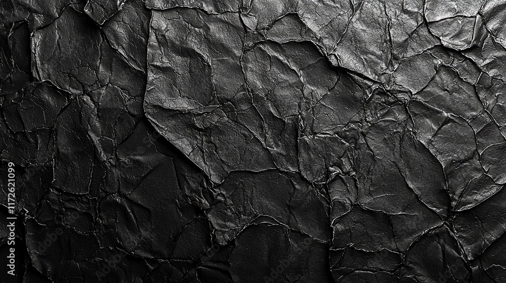 Textured black surface resembling crumpled paper or leather. Textured black surface resembling crumpled paper or leather.