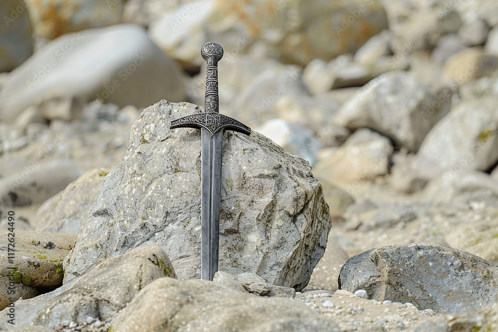 Fantastic weapon royal sword with beautiful handle and sharp blade, abstract vivid composition consists of fictional unreal fantastic vision on background Fantastic weapon royal sword with beautiful handle and sharp blade, abstract vivid composition consists of fictional unreal fantastic vision on background