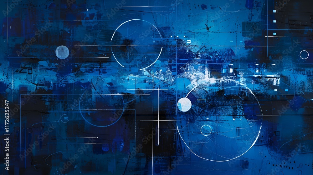 Naklejka premium 3D abstract blue geometric line on dark blue background texture