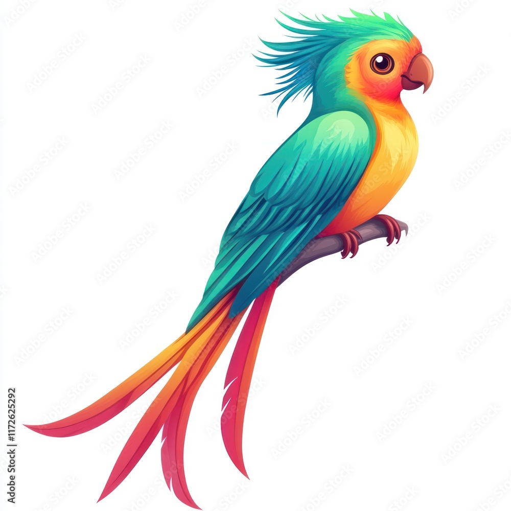 Fototapeta premium Vibrant Colorful Parrot Perched on Branch