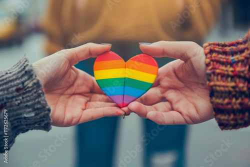 Wallpaper Mural Beautiful colorful decorative heart in strong human hands on bright color, abstract vivid composition consists of fictional unreal fantastic vision on background Torontodigital.ca