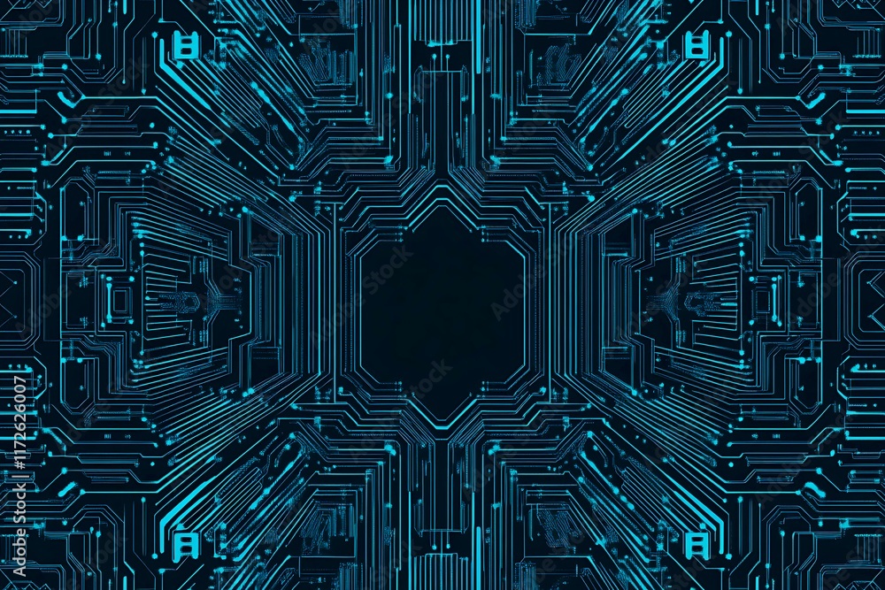 Abstract close-up of a glowing blue digital circuit board, showcasing intricate connections and technological design on a black background.
Abstract close-up of a glowing blue digital circuit board, showcasing intricate connections and technological design on a black background.