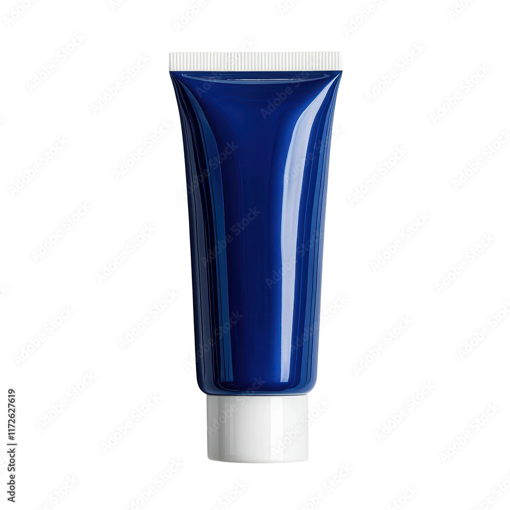 Glossy Blue Toothpaste Tube on White Background Glossy Blue Toothpaste Tube on White Background