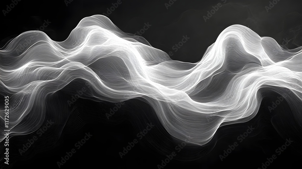 Abstract Black and White Backgrounds. Serene digital artwork featuring abstract white waves flowing across a black background. Elegant and modern. Abstract Black and White Backgrounds. Serene digital artwork featuring abstract white waves flowing across a black background. Elegant and modern.