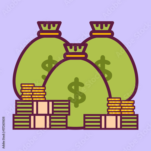 rich money bag icon clipart illustration