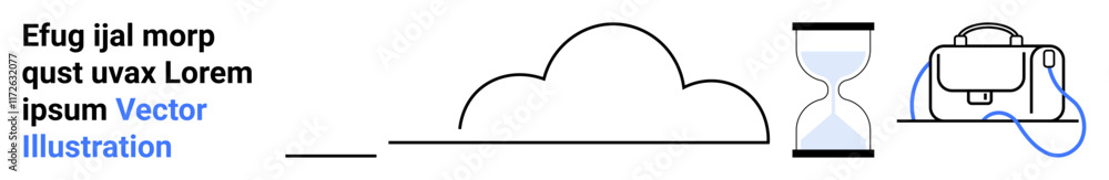 Cloud shape, hourglass, and VR headset on a white background. Ideal for technology, time management, cloud computing, virtual reality, digital innovation, productivity, and futuristic designs Cloud shape, hourglass, and VR headset on a white background. Ideal for technology, time management, cloud computing, virtual reality, digital innovation, productivity, and futuristic designs
