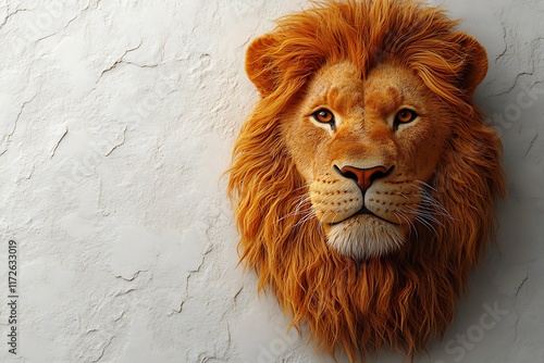 Majestic Lion Head Against Cracked Wall photo