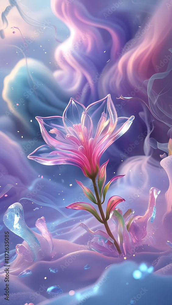Obraz premium beautiful soft kamboja flower on icy background, created by geneative ai