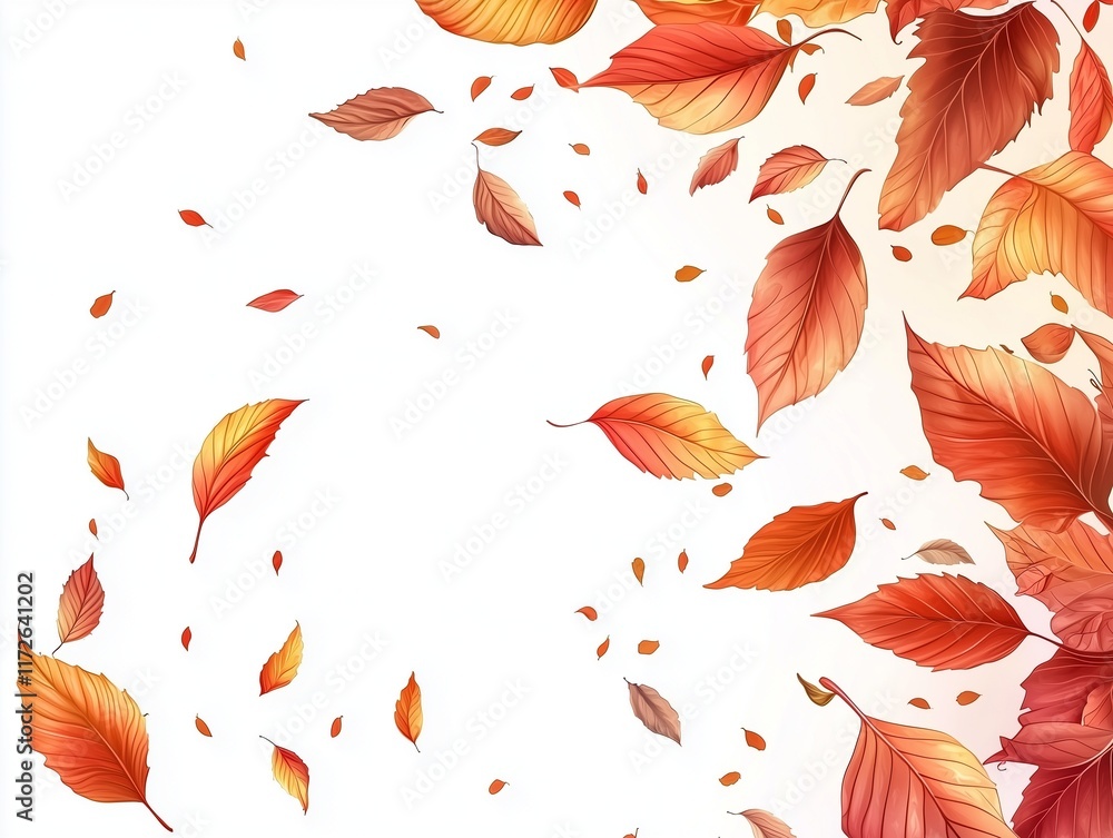 Autumn leaves falling gracefully spinning isolated on a white background Autumn leaves falling gracefully spinning isolated on a white background