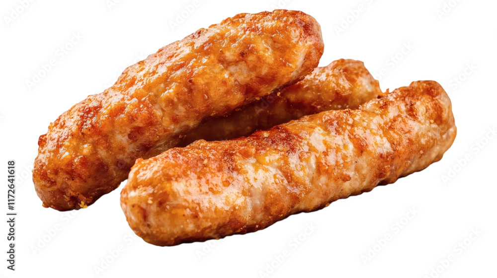 Fried sausage isolated on white transparent background Fried sausage isolated on white transparent background