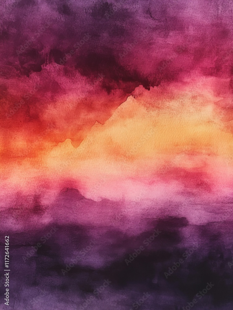 Fototapeta premium Abstract Watercolor Painting with Vibrant Colors in Purple, Pink, and Orange Hues Creating a Dreamy and Artistic Atmosphere