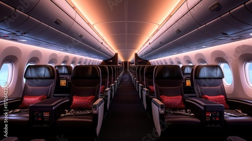 Luxury flight experience airplane interior image modern environment aerial view travel comfort