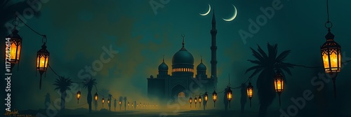 Wallpaper Mural Ramadan Kareem celebration background illustration with traditional decoration, concept of the holy month of Ramadan Torontodigital.ca