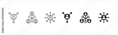 Business teamwork and connection vector icon set. Business network icons. Contains symbol icons of connection, collaboration, management, team, group, relationship, leadership, deliberation, forum.