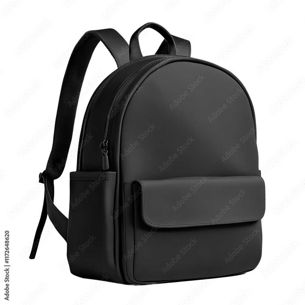black casual backpack isolated on a white background