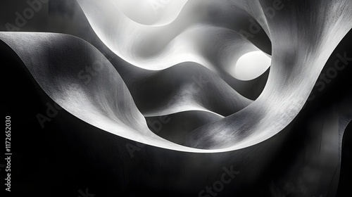 Abstract Black and White Backgrounds. Monochromatic photograph showcasing abstract architectural curves, playing with light and shadow to create a visually stunning effect.