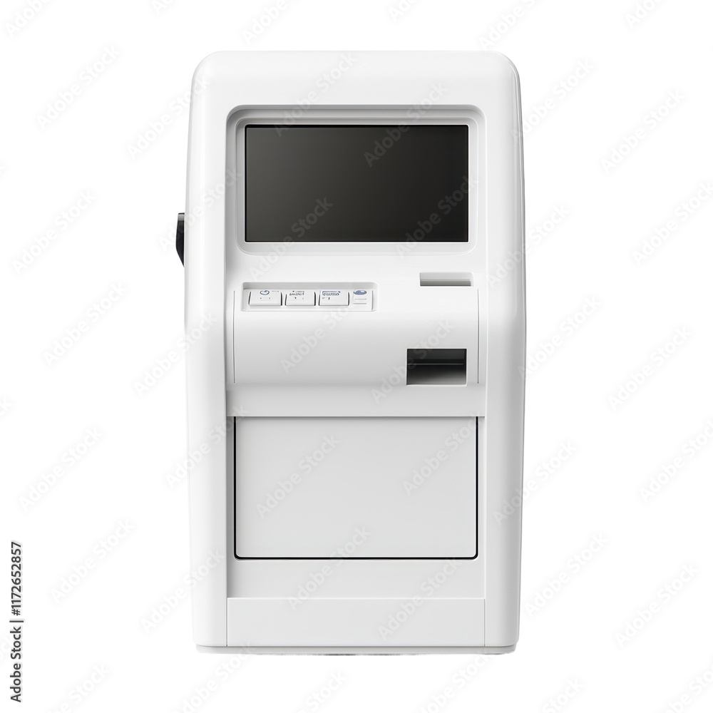 Modern White ATM Machine with Rectangular Design Modern White ATM Machine with Rectangular Design