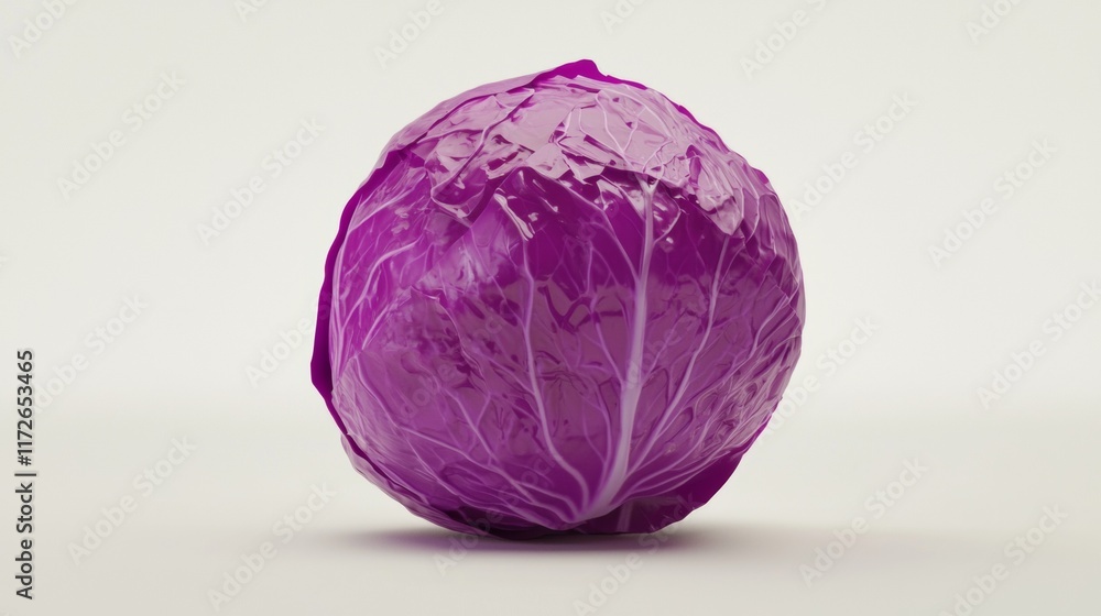 Fresh purple cabbage highlighted against a neutral background showcasing its vibrant color and natural texture Fresh purple cabbage highlighted against a neutral background showcasing its vibrant color and natural texture