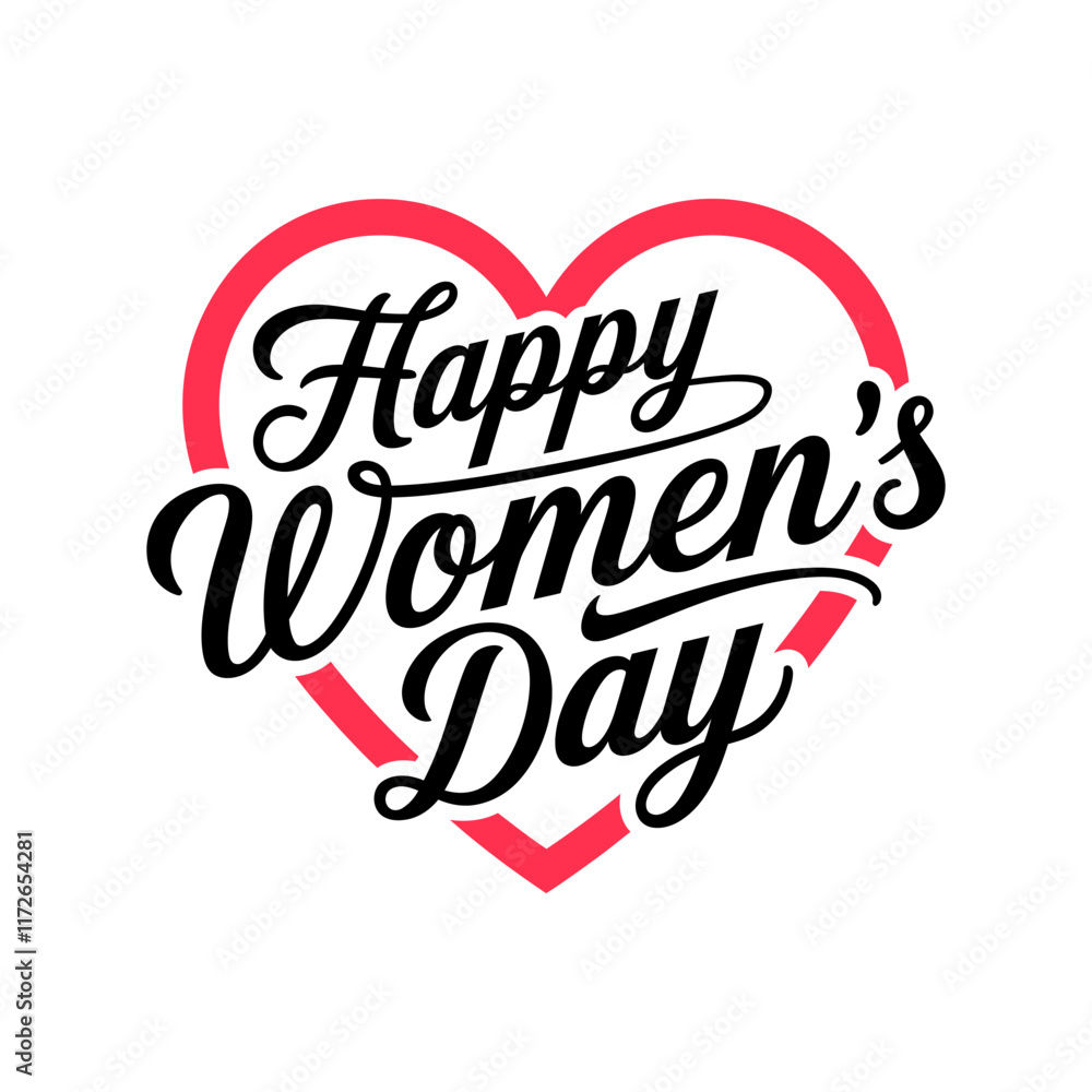 Fototapeta premium Happy Women's Day Stylish Typography Banner Design On Heart Shape.