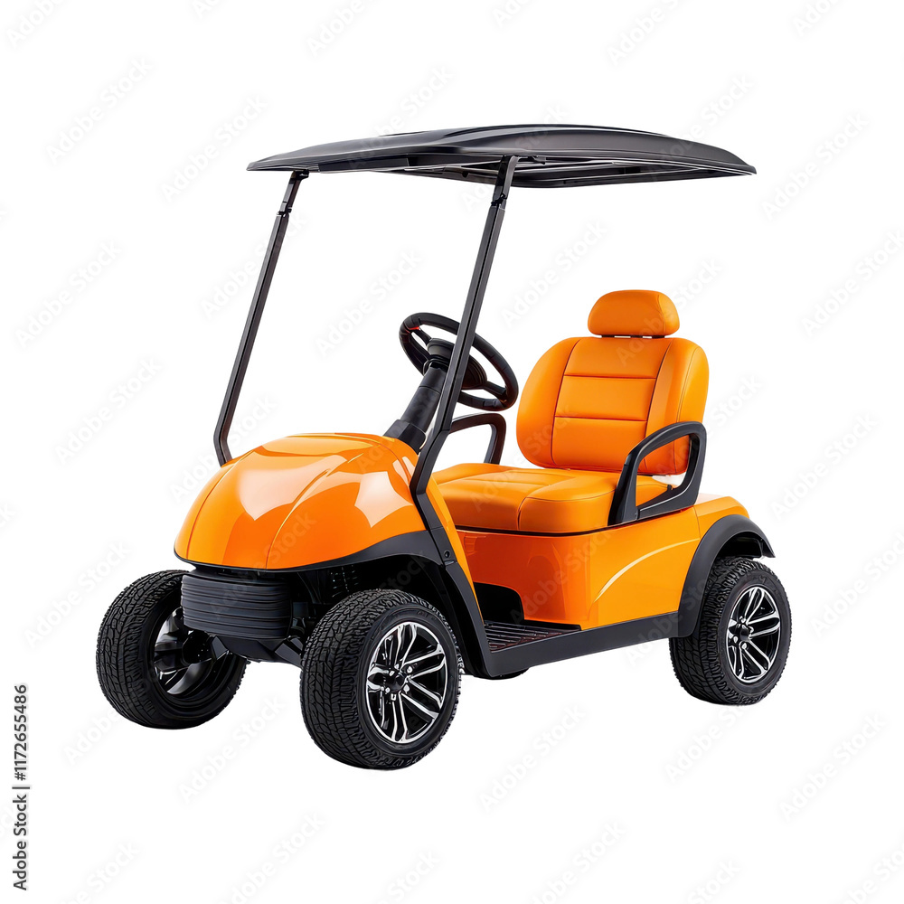 Bright Orange Golf Cart with Sleek Modern Design Bright Orange Golf Cart with Sleek Modern Design