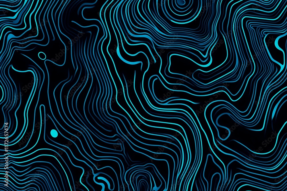 Obraz premium Abstract close-up of a glowing blue digital circuit board, showcasing intricate connections and technological design on a black background. 